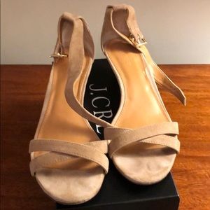 J Crew buff suede wedge sandals